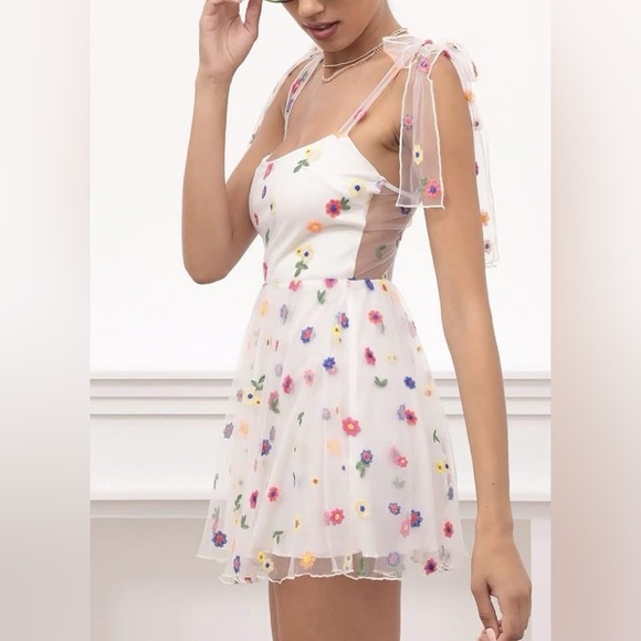 Lucy in the Sky Women’s Floral Embroidered Mini Dress Size S - Picture 2 of 11